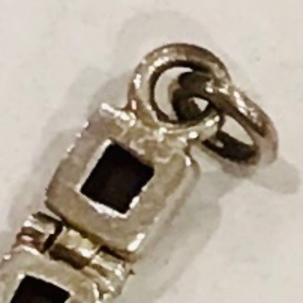 Mexican 925 Sterling Silver and Black Onyx Tennis Bracelet 7" - Picture 3 of 6